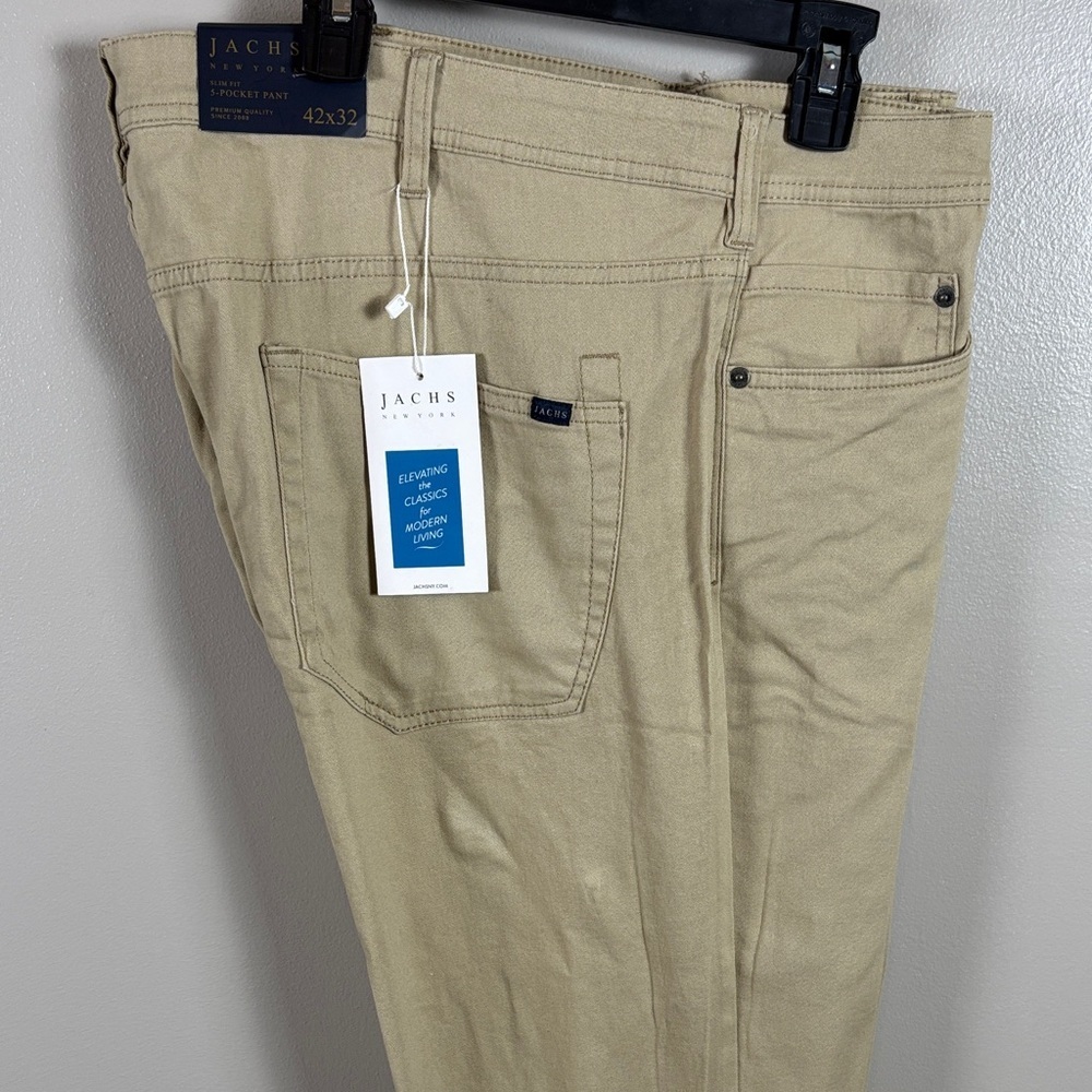 Jachs Men's Tan Khaki Pants — Classic 5-Pocket Style Slim Fit